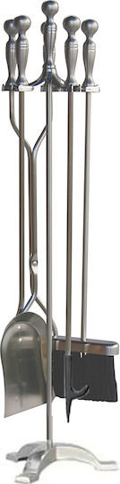 Inox Fireplace Tool Set with Stand Holder Silver