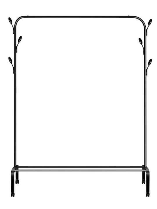 Rollbar Kleiderständer Schwarz 110x40x150cm