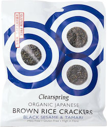 Organic Crackers Japanese Brown Rice Black Sesame & Tamari 480g Clearspring 15193