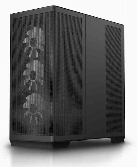 APNX C1-R v1 Геймърско бюро Midi Tower Компютърна кутия със страничен прозорец и RGB осветление Черен