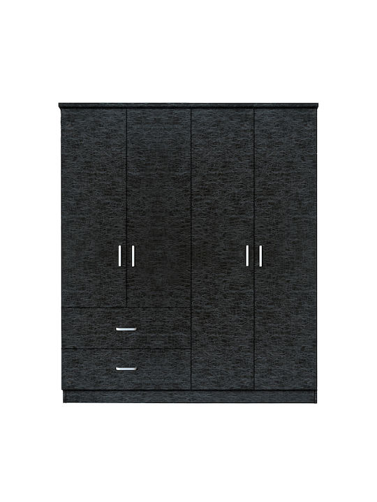 Hoya Wax Τετράφυλλη Ντουλάπα Μαύρο 119x42x181cm