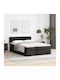 Double Bed Upholstered with Black Faux Leather with Storage Space Slats & Mattress 140x200cm