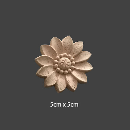 Ξυλόγλυπτο Ατόφιο Ξύλο Λουλούδι 5cm Dhw-603