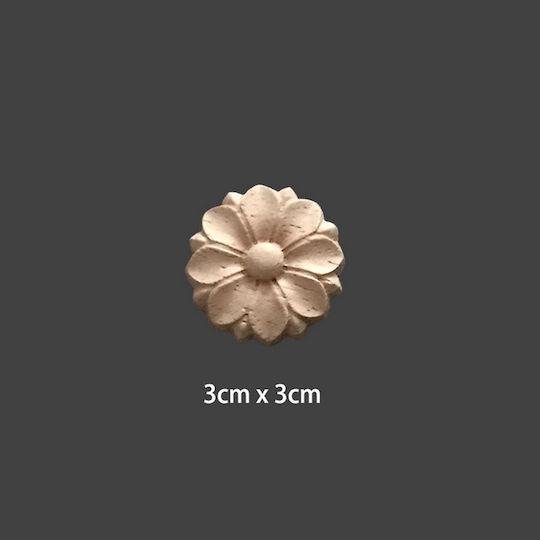 Carved Solid Wood Flower 3cm Dhw-611