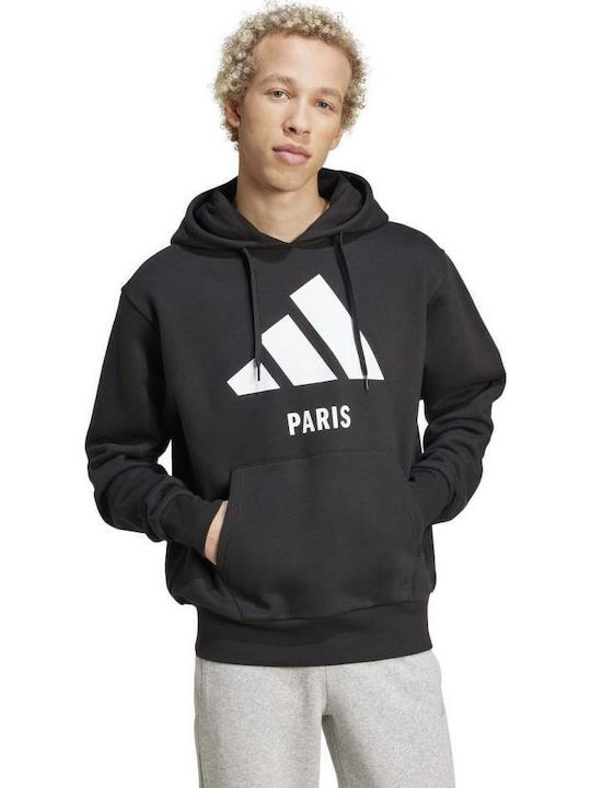 adidas Paris U Hd Black Φούτερ Black με Κουκούλα