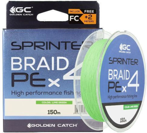 Νημα Golden Catch Braided Line Sprinter Pe X4 150m Lime Green #1.0pe 0.165mm