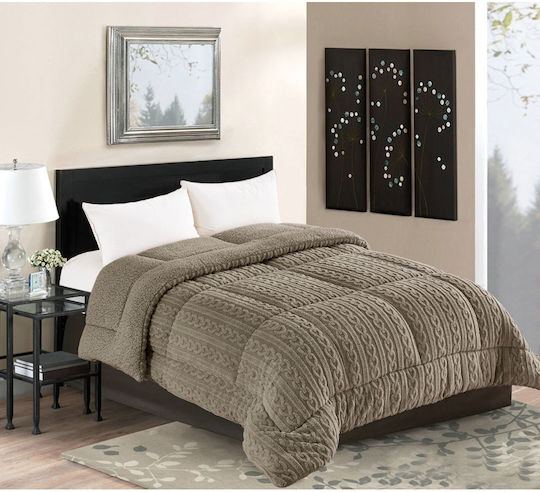 Silk Fashion Husă de pătură Super Dublu 220x240cm Braid Maro 780Gsm