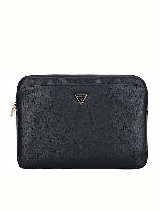 Guess Pu Grained Triangle Logo Tasche Fall für Laptop 14" in Schwarz Farbe