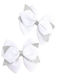 Set of 2 Pieces Official Impressive Bow Hair Clips Rich Double Glossy Bow – White Silver