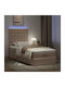 King Size Bed Upholstered with Faux Leather Cappuccino with Storage Space Slats & Mattress 190x190cm