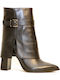 Leather Women's Ankle Boots with High Heel Black