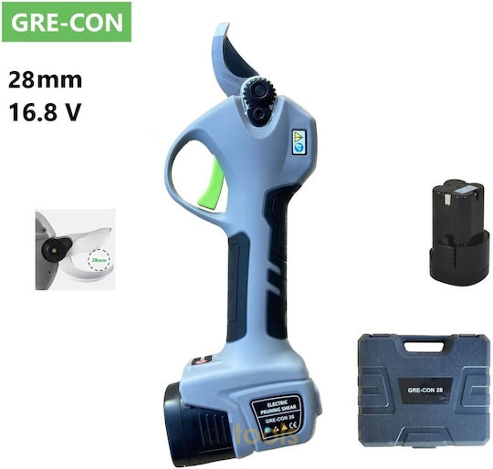 GRE-CON GRE-CON Pruning Shears Battery Brushless 16.8V 2x2Ah with Maximum Cutting Diameter 28mm in Carrying Case