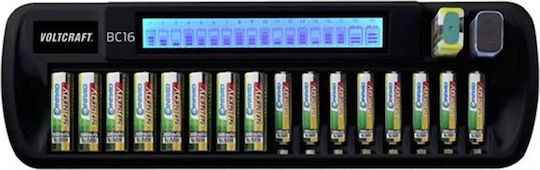Voltcraft BC16 Charger 16 Batteries Li-ion/Ni-MH Size AA/AAA/9V