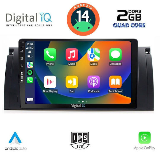 Digital IQ Ηχοσύστημα Αυτοκινήτου για BMW Σειρά 5 (E39) / X5 (E53) 1997-2005 (Bluetooth/USB/AUX/WiFi/GPS/Apple-Carplay/Android-Auto) με Οθόνη Αφής 9"