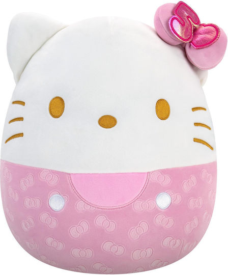 Jazwares Jucărie de pluș Hello Kitty Fundă roz în relief - Aniversare 50 de ani 20 cm.