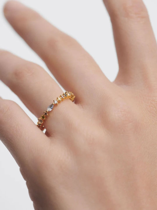 P D Paola Damen Ring mit Zirkonia aus Silber Vergoldet