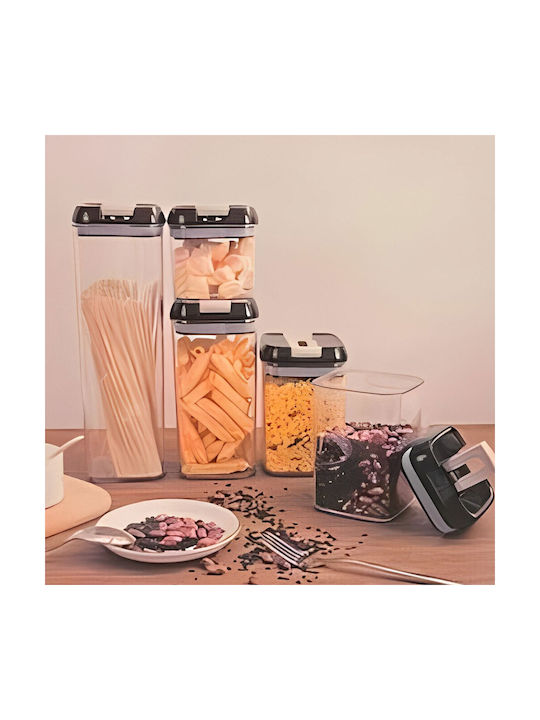 Set of 5 Plastic Food Jars for Sugar Cereals Pasta Coffee Tea with Airtight Lid Transparent 500ml 5 Pieces