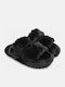Winter Women's Slippers with Fur Black