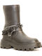 Leder Stiefeletten Damen Schwarz
