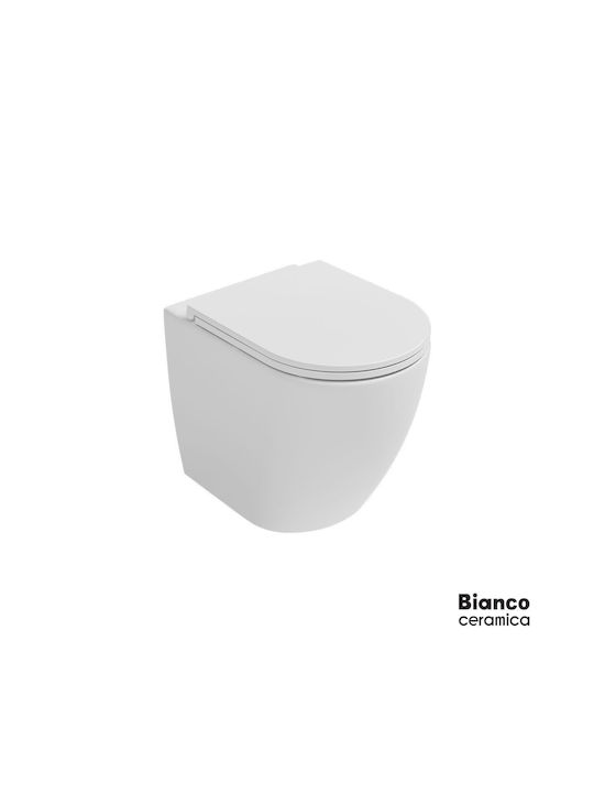 Bianco Ceramica Lenta Floor-Standing Toilet Rimless with Slim Cover Soft Close White