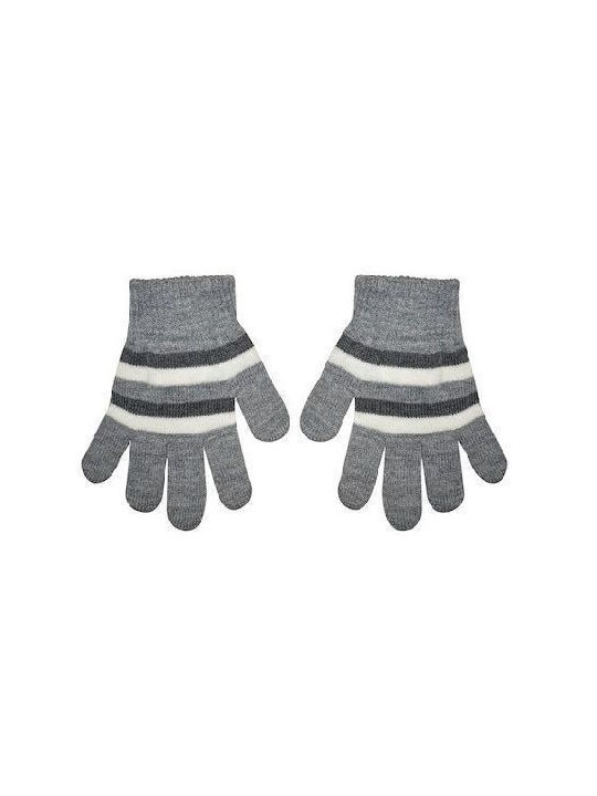 Kids' Striped Gray-Ecru Gloves "111858"