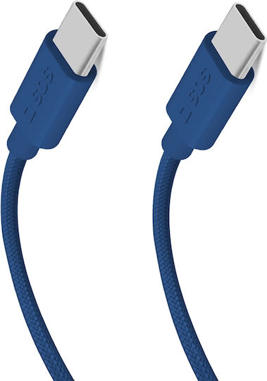 SBS Braided USB 2.0 Cable USB-C Male - USB-C 60W PD Blue 1.5m
