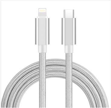 Naxius Geflochten USB-C zu Lightning Kabel 27W Weiß 2m