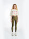 Jacqueline Καθημερινό Γυναικείο Cropped Κολάν Γυαλιστερό OLIVE