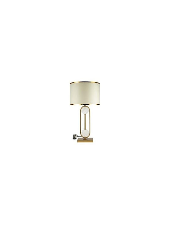 Zen Collection Glass Table Lamp with White Shade and Gold Base