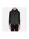 Women's Short Puffer Jacket for Spring or Autumn with Hood Black