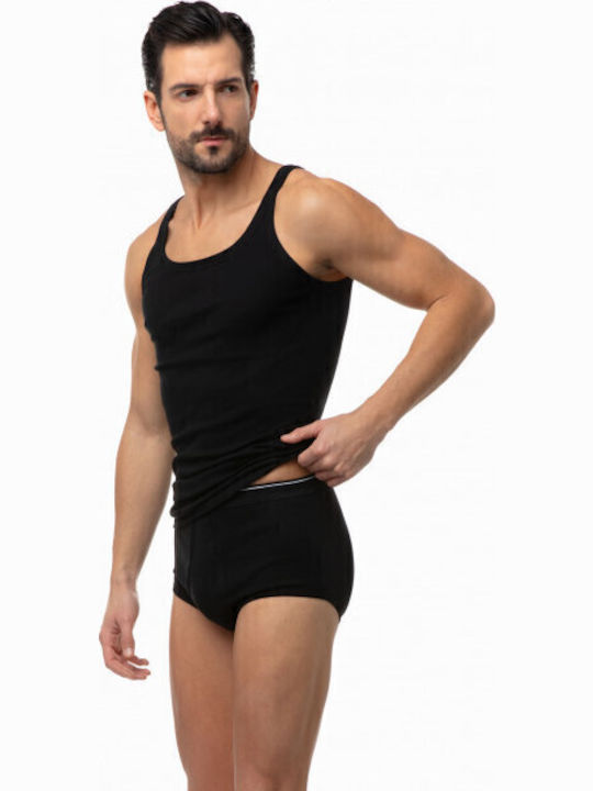 Minerva Men's Undershirts Sleeveless Black 2Pack