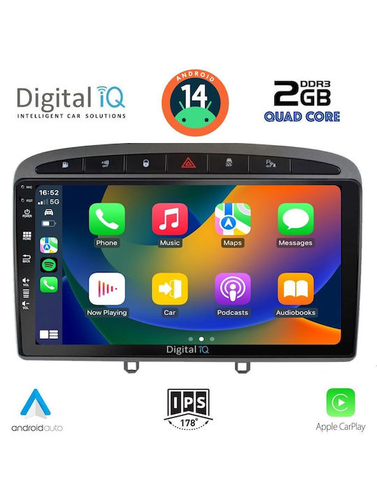 Digital IQ Car Audio System for Peugeot 308 / RCZ 2007-2012 (Bluetooth/USB/AUX/WiFi/GPS/Apple-Carplay/Android-Auto) with Touch Screen 9"