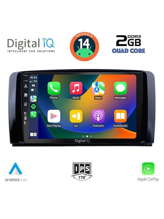 Digital IQ Car Audio System for Mercedes-Benz R-Class 2006-2015 (Bluetooth/USB/AUX/WiFi/GPS/Apple-Carplay/Android-Auto) with Touch Screen 9"