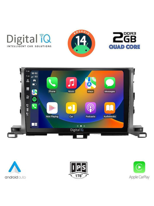 Digital IQ Ηχοσύστημα Αυτοκινήτου για Toyota Highlander 2014-2019 (Bluetooth/USB/AUX/WiFi/GPS/Apple-Carplay/Android-Auto) με Οθόνη Αφής 10"