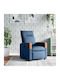 Sessel mit Fußhocker Blue 50x54x100cm