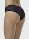 Damen Slip Nahtlos mit Spitze Black