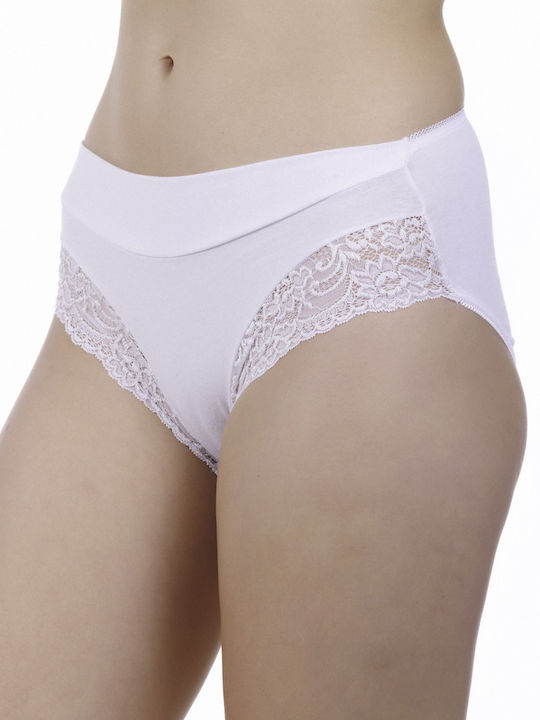 High-waisted Women's Slip Seamless with Lace White