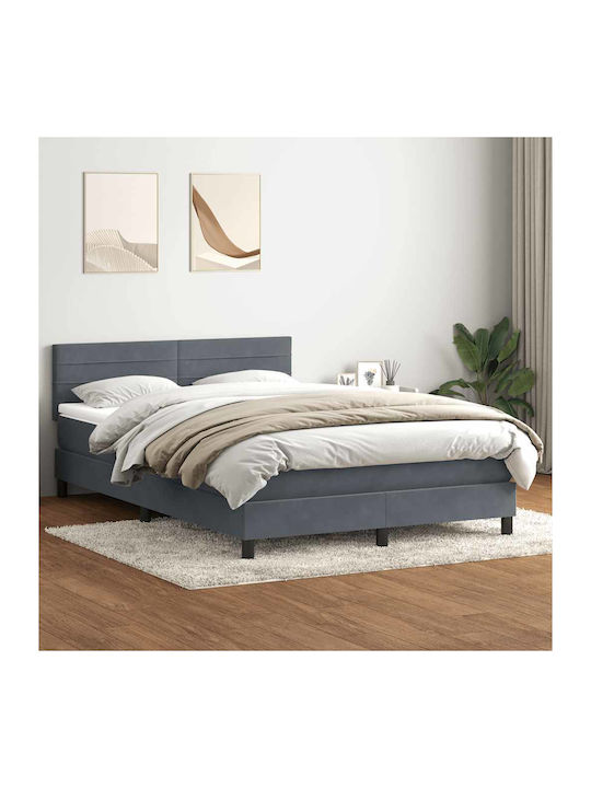 Doppelbett Bezogen mit Stoff Dunkelgrau mit Lattenrost & Matratze 160x210cm