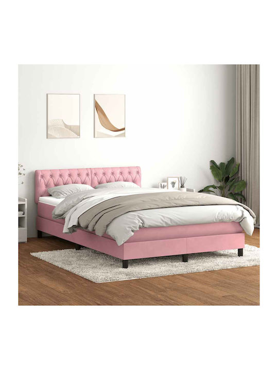 Doppelbett Bezogen mit Stoff Rosa mit Lattenros...