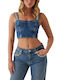 Women's Blouse Corset Sleeveless Blue
