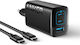 Anker Ladegerät mit USB-A Anschluss und 2 USB-C Anschlüsse und Kabel USB-C - USB-C 67W Schwarzs (335)