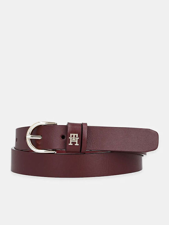 Tommy Hilfiger Δερμάτινη Γυναικεία Ζώνη Μπορντό