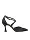Black Glitter Heels with Strap