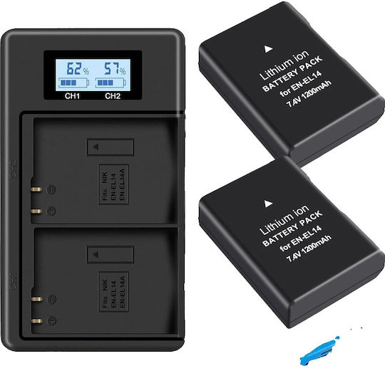 Nikon En-el14 Battery Charger Compatible with D3100 D5600 LCD