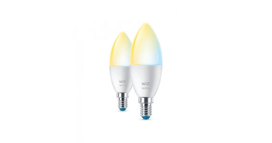 WiZ Smart Λάμπα LED 40W και Σχήμα C37 Ρυθμιζόμενο Λευκό Dimmable