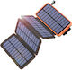 Solar Power Bank 4 Foldable Panels 10000 Mah Flashlight Black