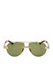 Bottega Veneta Unisex Sonnenbrille mit Gold Metall Gestell und Grün Spiegel Linse BV1342S 003