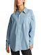 Langärmelig Damen Denim Hemd Blue