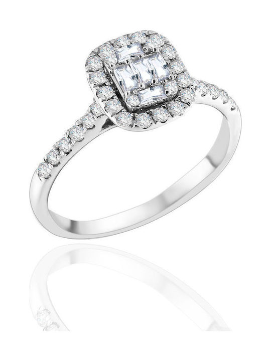 Metrongold Single Stone Ring Made of 18K White Gold Metrongold Single Stone Ring Made of 18K White Gold