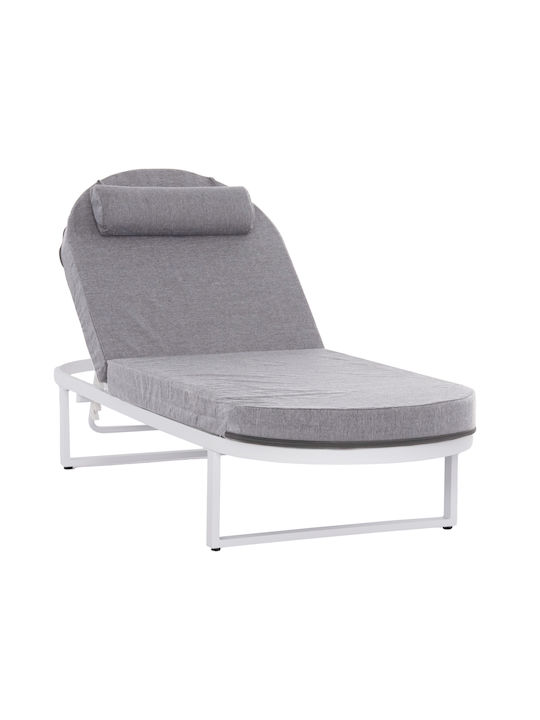 Șezlong Aluminiu Mallow Cu Pernă Albă 198x71x40.5cm